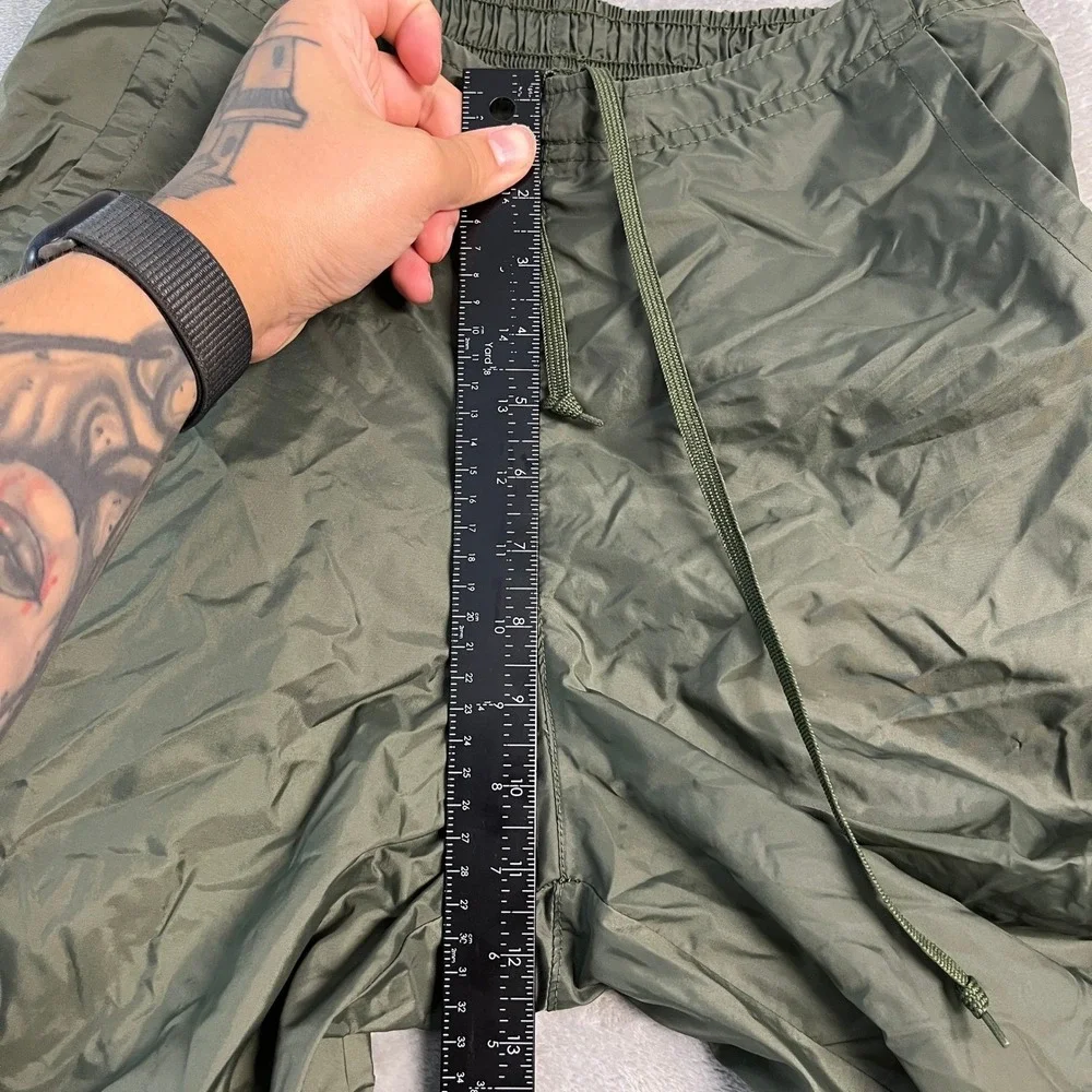 Vintage 90s Nike Baggy Track Pants Olive Green White Stripe Mesh Lined Womens M